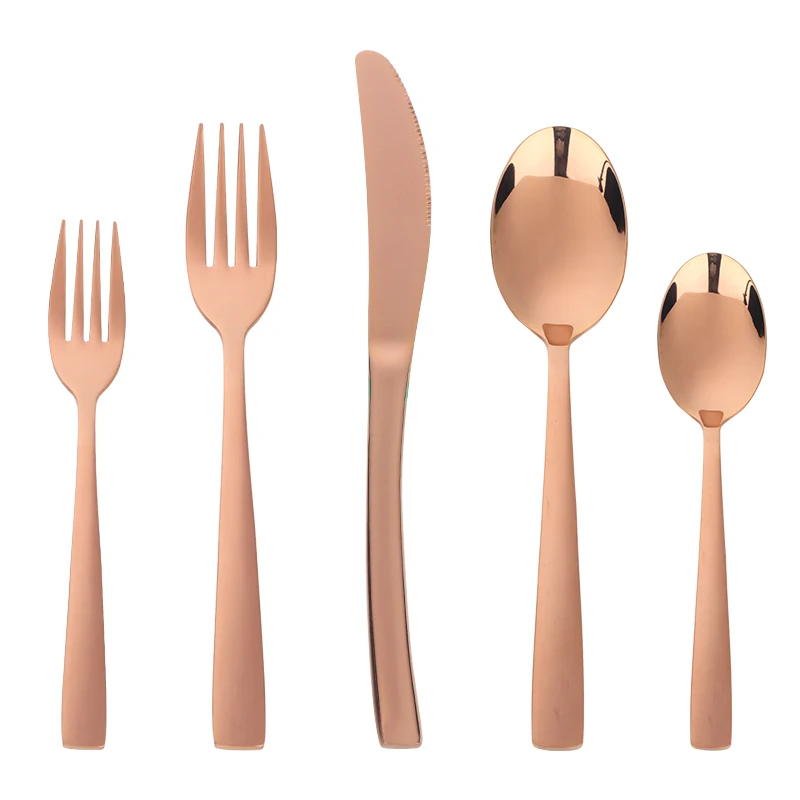 Rose Gold 20pcs 20шт роскошный синий набор столовых приборов из нержавеющей стали набор посуды черные столовые приборы для ресторана нож, вилка, набор посуды в западном стиле - Цвет: Rose Gold 20pcs