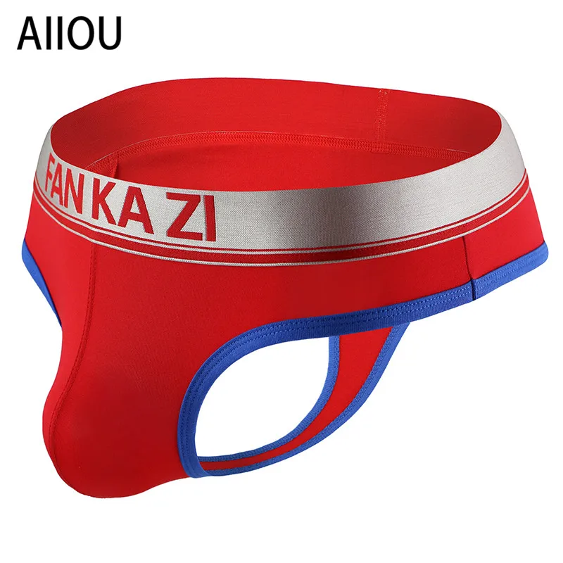 Мужские Трусы-стринги AIIOU черные дышащие с Т-образной спинкой Тонги мягкое нижнее