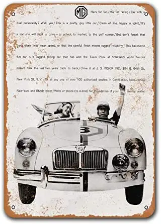 

1957 MG Vintage Car Tin Signs Metal Bar Poster Garage Bar Office Coffee Club Wall Decor Home 8x12 inches