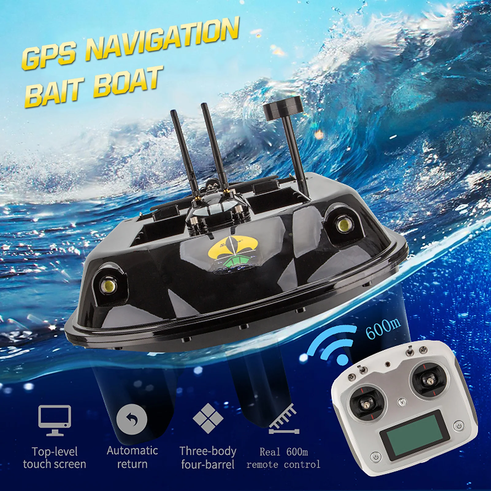 

GPS RC Fish Bait Boat 8kg Load with 600M Remote Control Sea Fishing Bait Boat with Fish Finder