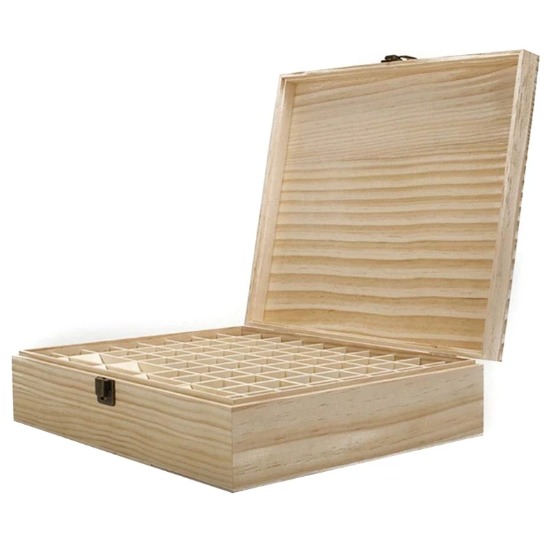 

74 Grid Wooden Essential Oil Box Essential Oil Storage Box Solid Gift Box 203F