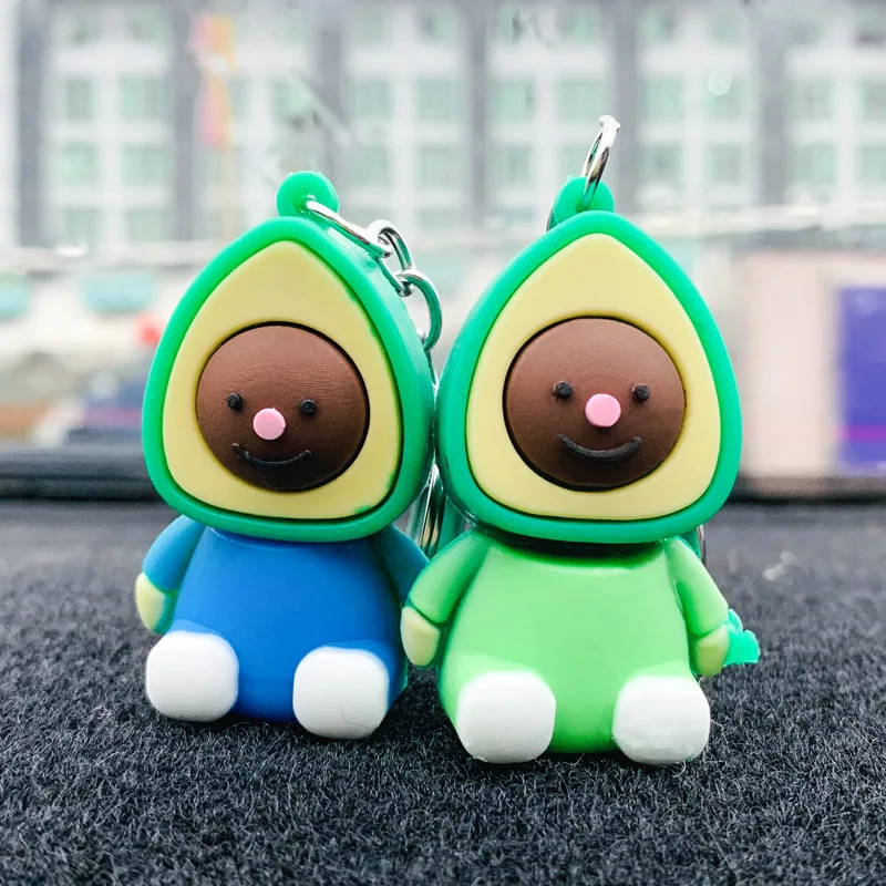 

Creative Cartoon Smiling Face Avocado Anime Keychain Korean Cute Bag Car Exquisite Pendant Gift Key Ring Jewelry