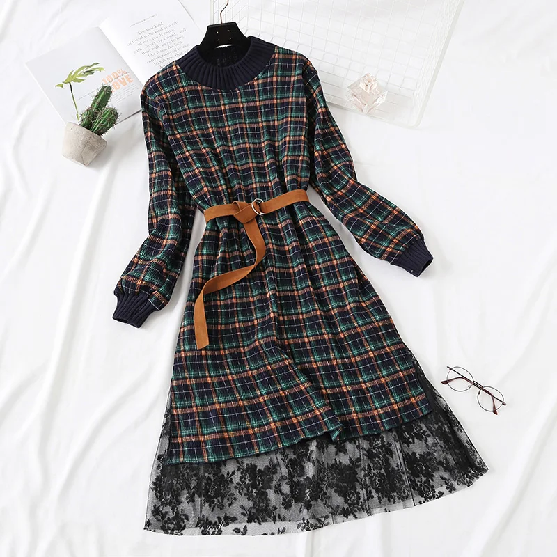 202 0 Демисезонный мода взлетно-посадочной Для женщин Вязание Платье с принтом в