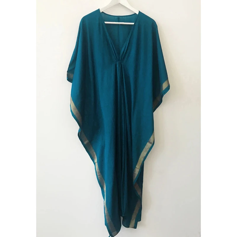 

Casual Bikini Cover-ups Blue Tunic Sexy Striped Summer Beach Dress Elegant Women Beach Wear Swim Suit Cover Up