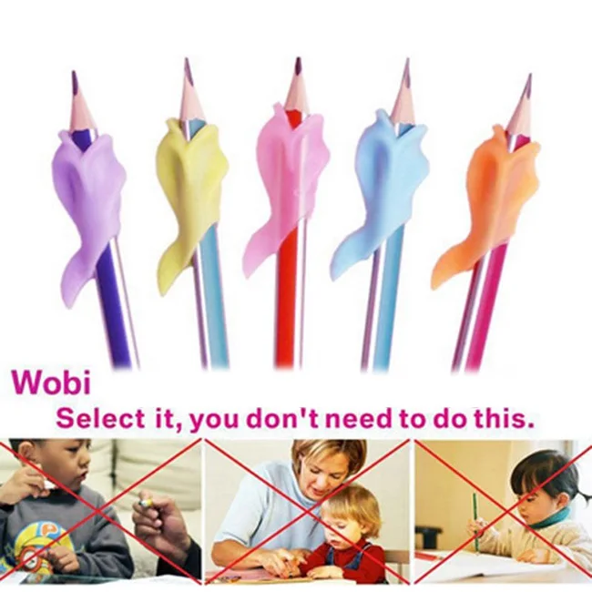 5 Pcs Silicon Dolphin Fish Style Writing Posture Wobi Correction Children Students Pencil Pen Holder Best Price | Игрушки и хобби