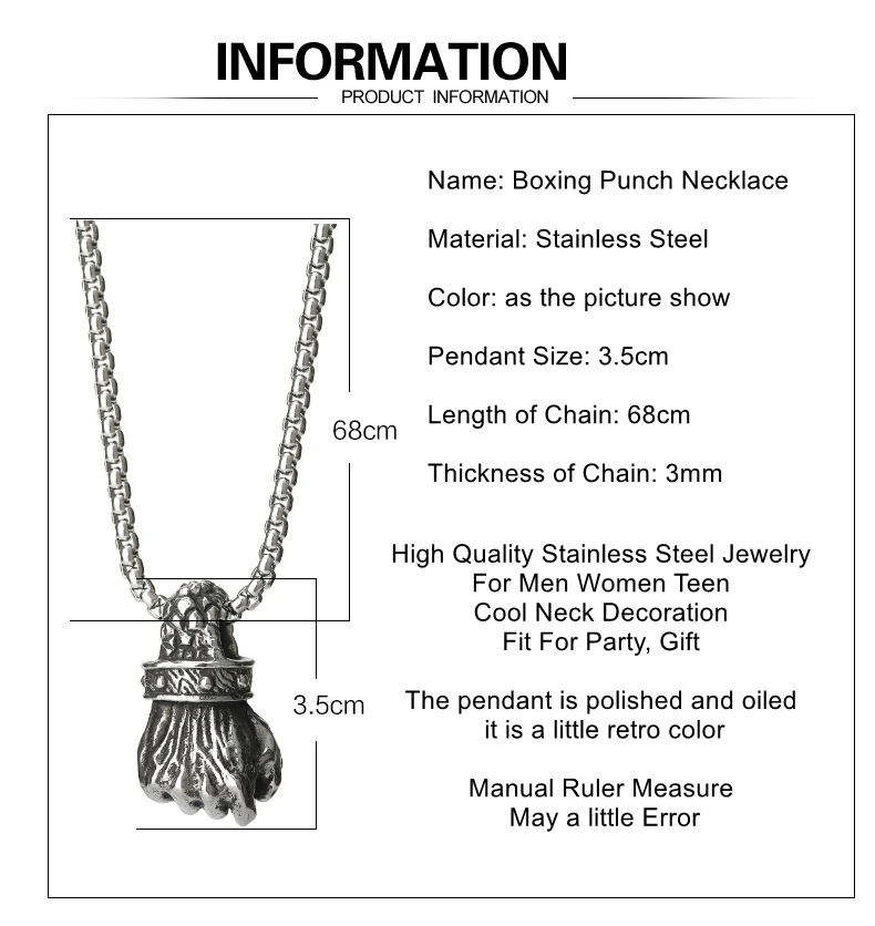 Мощное Мужское Ожерелье Ретро Крепкий Кулак Кулон Ожерелья Цепи Из Нержавеющей
