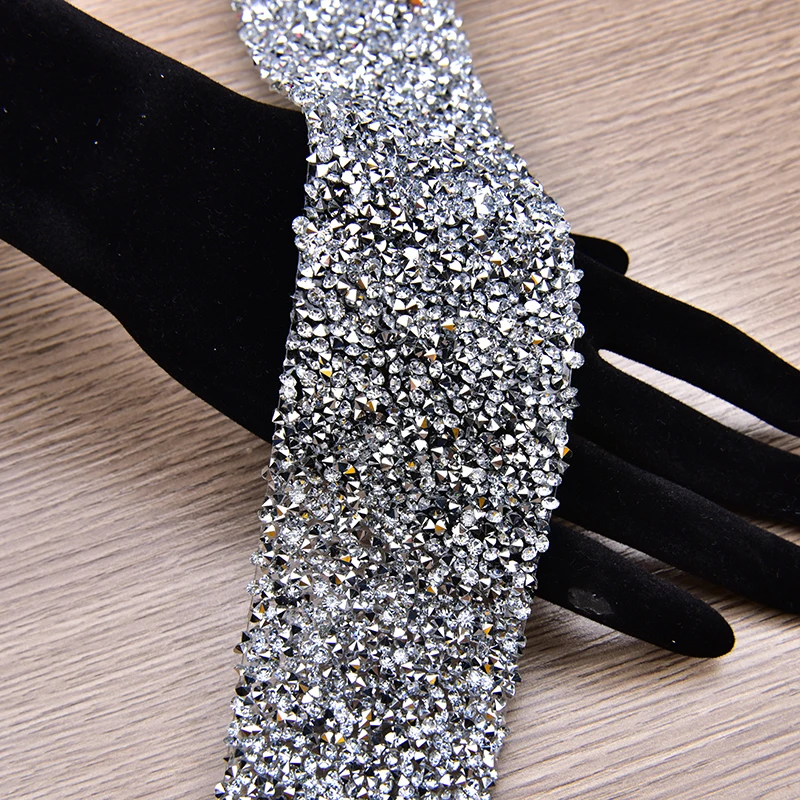 Новое поступление кристаллических серебряных стразы Обрезка 1 ярд/Лот ширина 5 см