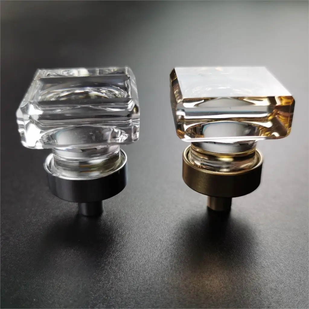 Квадратная кристальная стеклянная ручка прозрачная шкафа и ящика выдвижная