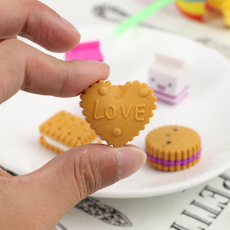 

6Pcs/Set Cute Cookies Eraser Set Stationery School Office Erase Supplies Fruit