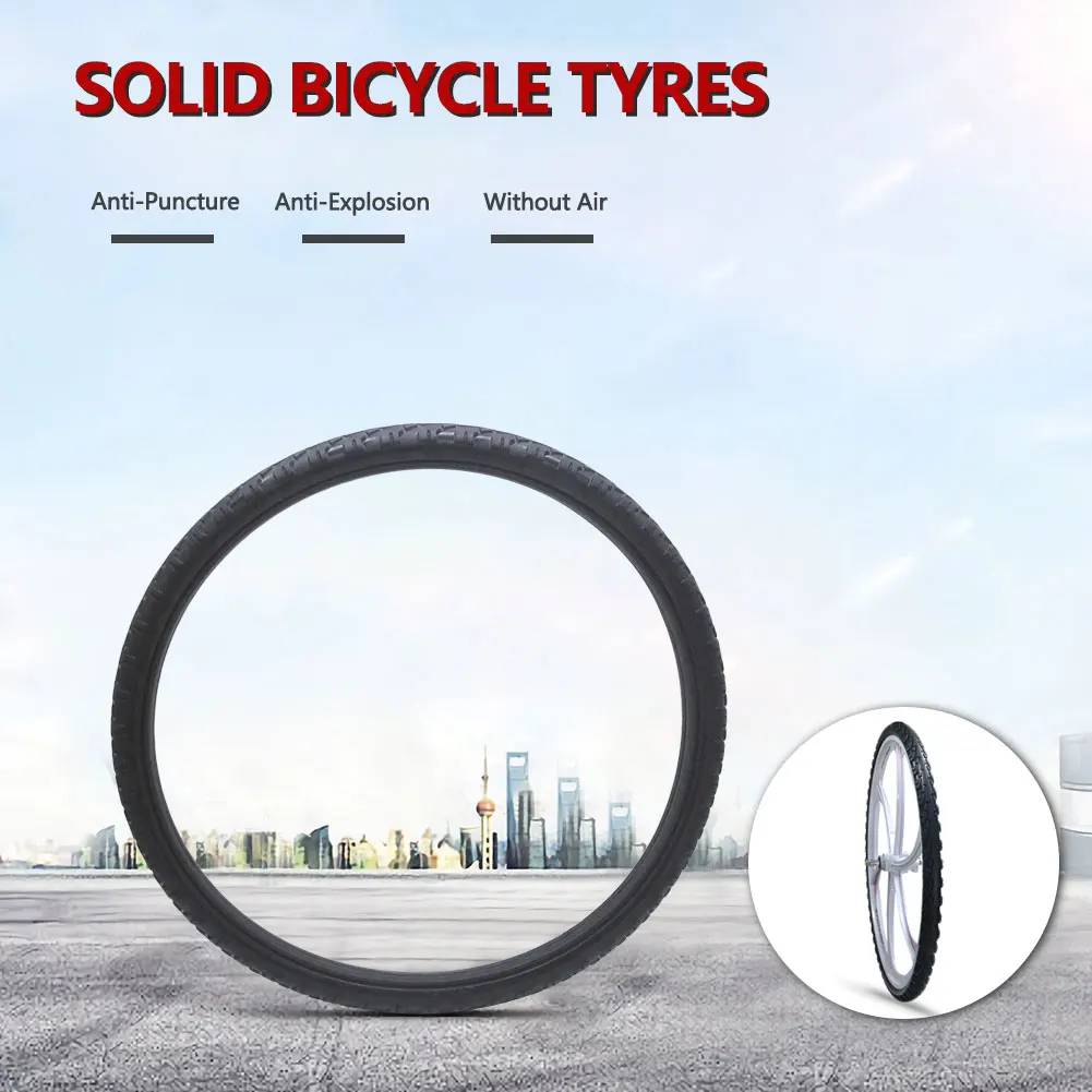 Bicycle Solid Tire 26 Inch Anti Stab Riding Solid Tyre Cycling Wear-resistant Airless Tire Anti Stab Riding MTB Road Bike