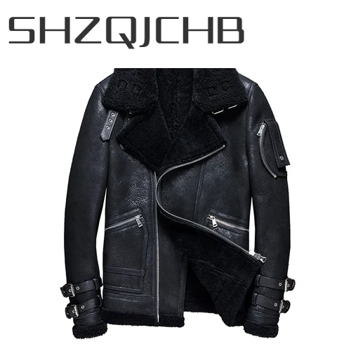 

SHZQ модное мужское меховое пальто из натуральной овечьей шерсти мотоциклетная кожаная куртка короткая мужская одежда зима 2021 Chaquetas Hombre