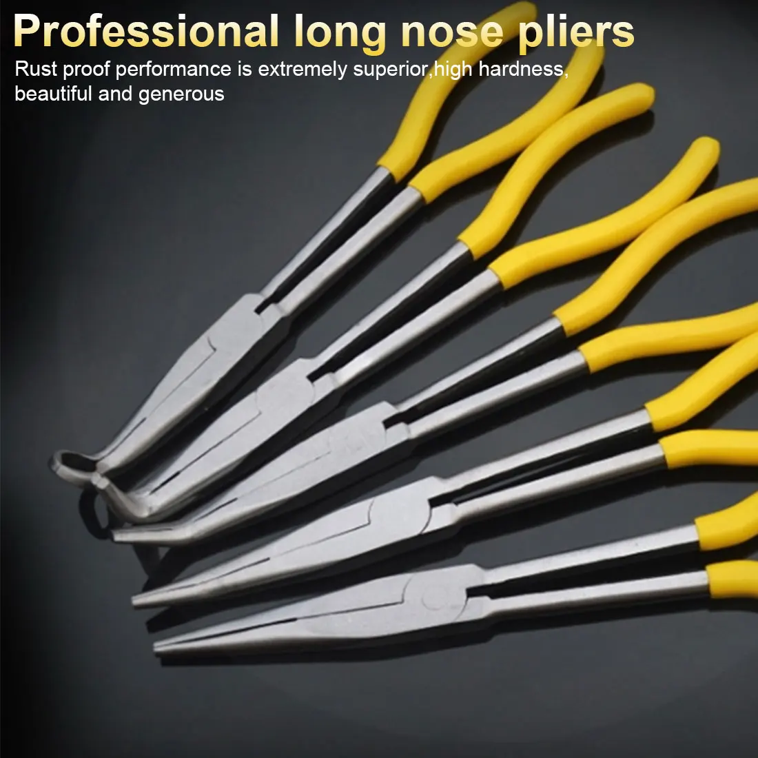 

11 Inch Extra Long Nose Pliers Set Straight Bent Tip Mechanic Equipment Hand Tools Multi-functional Long Nose Pliers