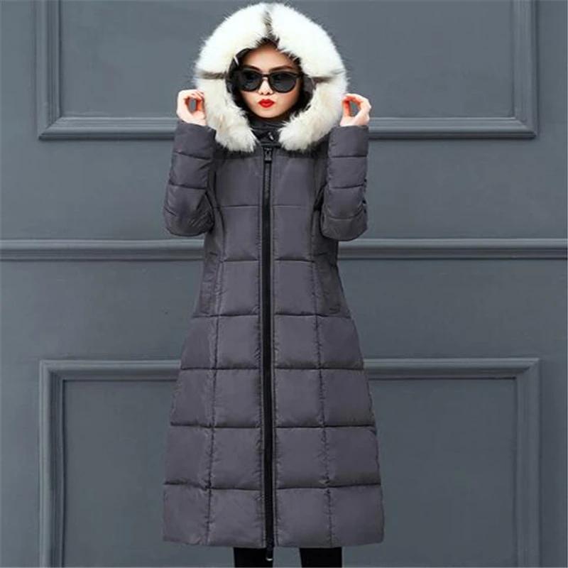 Женская зимняя длинная куртка новинка 2019 женский пуховик с капюшоном и большим