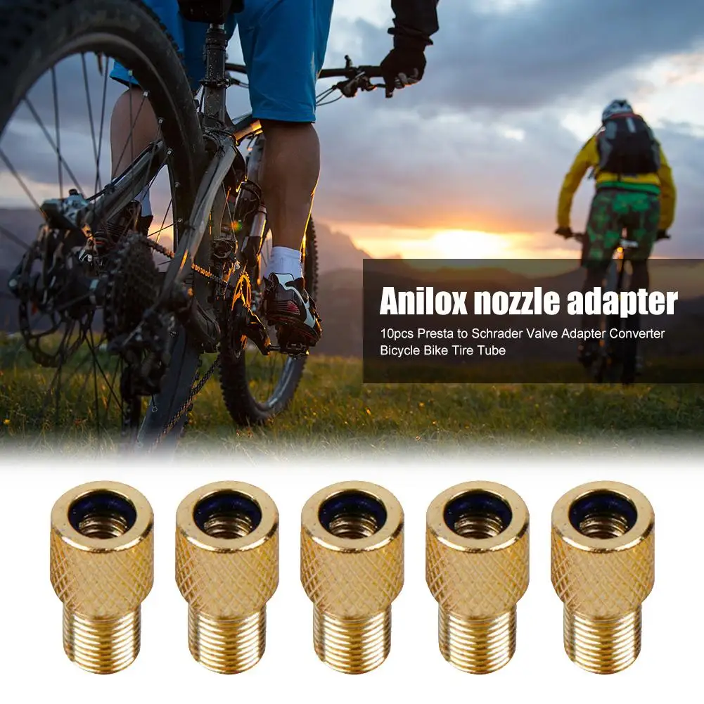 

Hot Sale Valve Adapters Delicate Texture 10pcs Bicycle Valve Adapters Presta to Schrader Converters Bike Pump Connectors