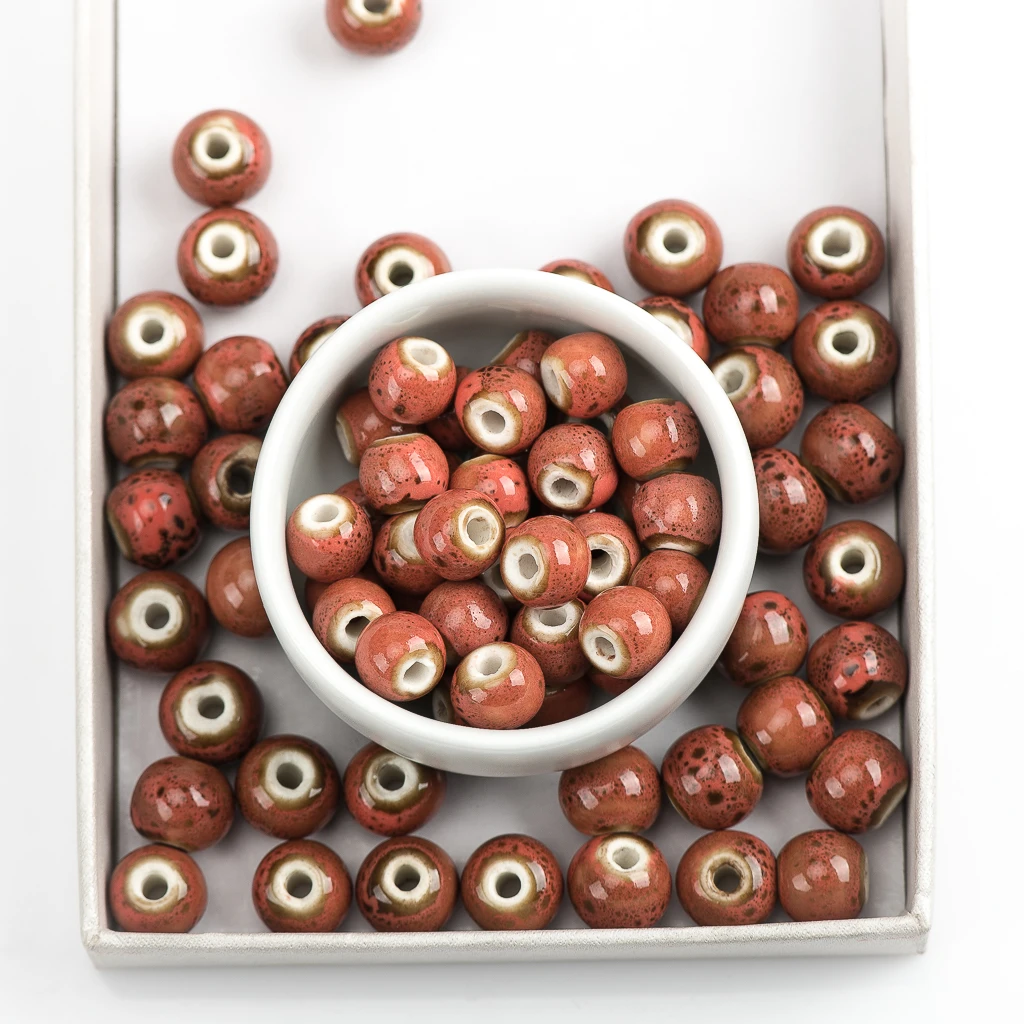 10#12# 40pcs Круглые керамические бусины ручной работы из фарфора с отверстием для изготовления ювелирных изделий 10мм 12мм #A311B.