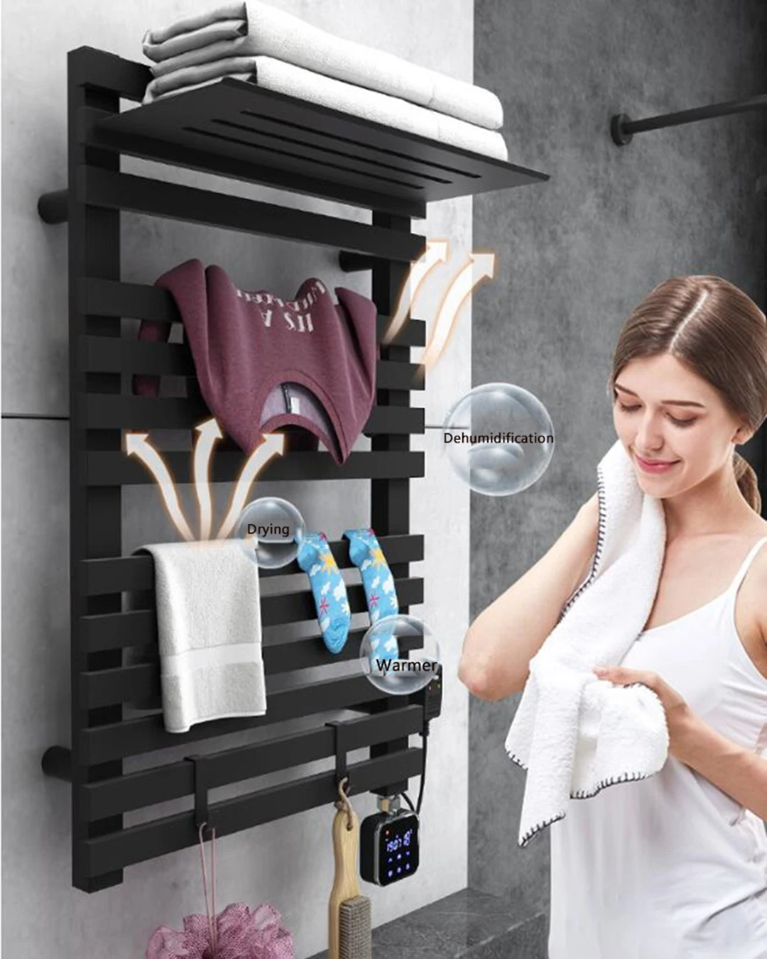 bathroom towel dryer intelligent electric towel warmer heated rail bathroom accessory wall mounted space aluminum towel rack free global shipping