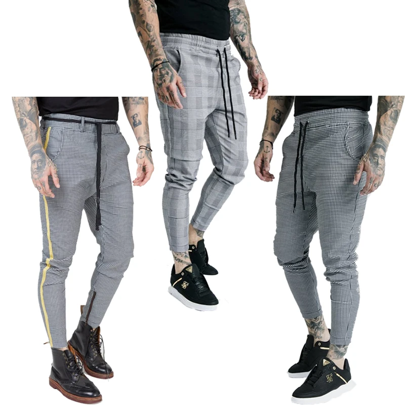 

2020 New Houndstooth Men's Striped Jogging Pants Slim Sweatpants Men's Casual Ankle Pants Men's Fashion Pants