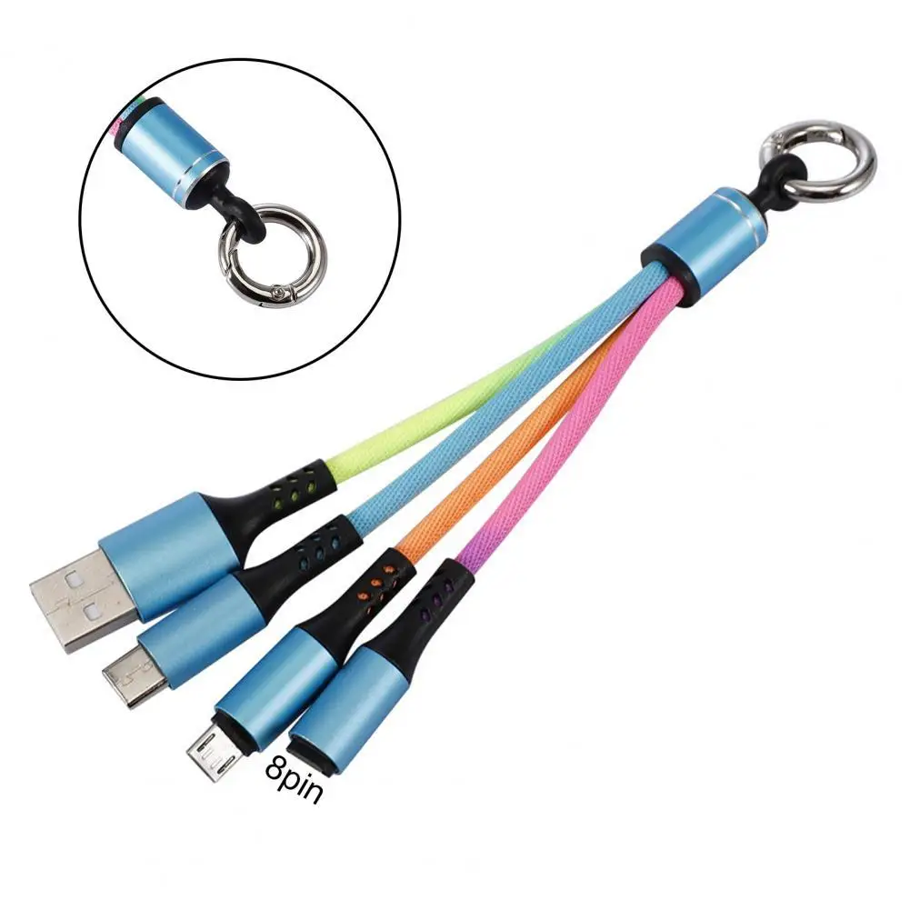 3 в 1 градиентный USB кабель для передачи данных Micro 8PIN Type C 15 см Радужный плетеный