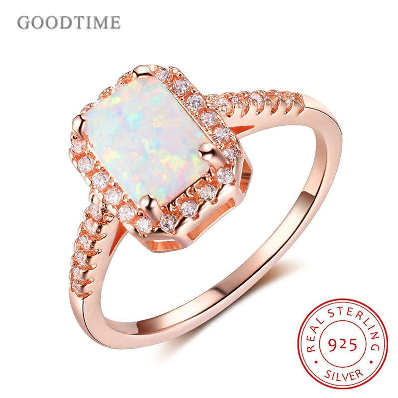 

Noble Women Ring 925 Sterling Silver Opal Ring Zirconia Anniversary Jewelry Rhinestone Rose Gold Color Ring For Bride Wedding