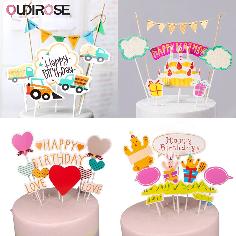 Тема мультфильма для детей счастливые топперы торта на день рождения сердце