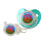 Соска Цыганская для младенцев 0-12 месяцев, роскошная пустышка с зажимом-цепочкой, металлик, бирюзовый, зеленый цвет, пустышка