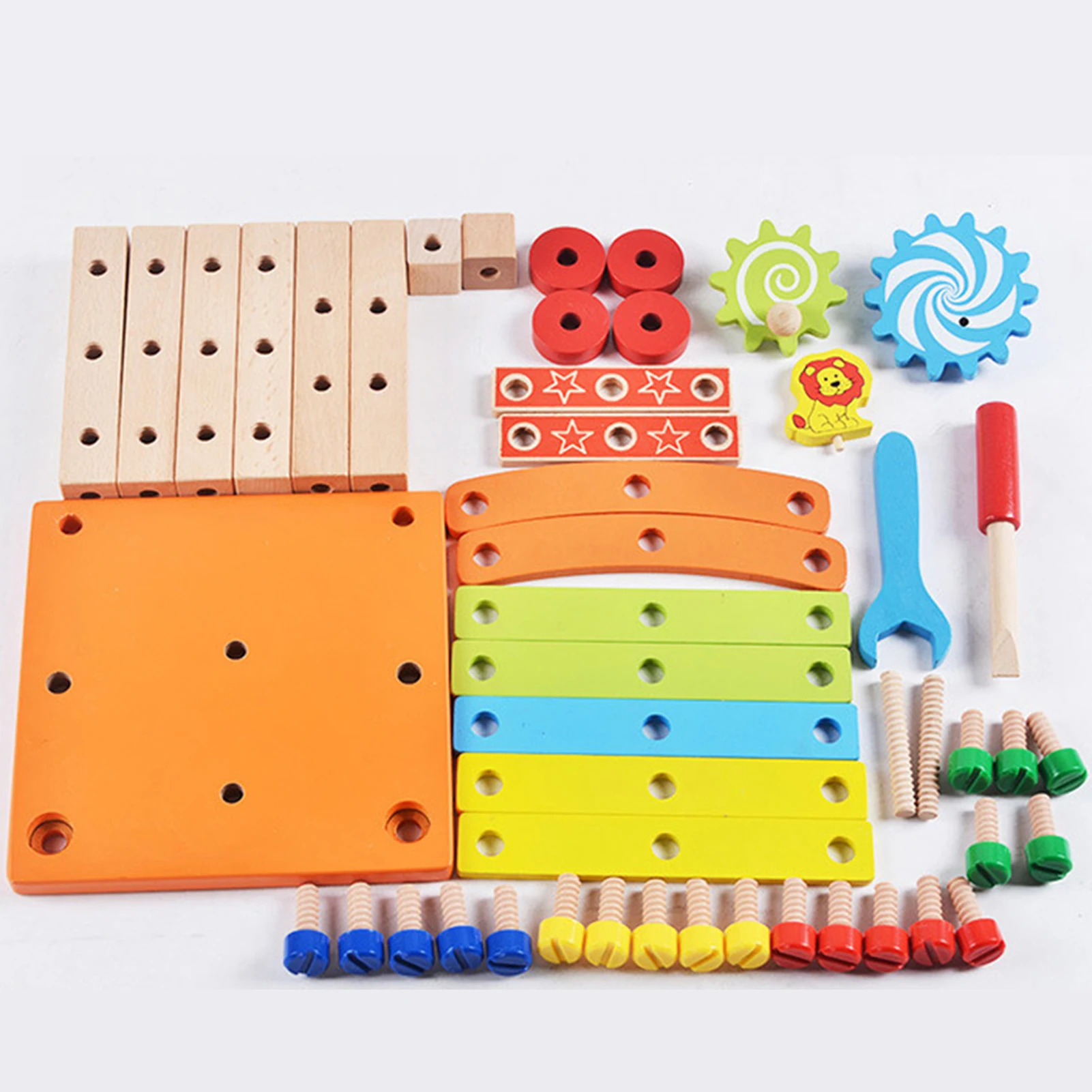 Children Wooden Assembled Chair Montessori Nut Set Educational Toy Preschool Multifunctional Variety Combination Tool | Игрушки и хобби