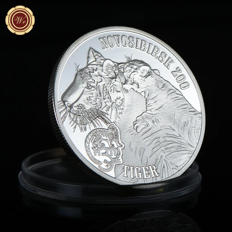 Silver 12 WR один доллар Серебряная монета Тигр Дизайн животных вызов монеты памятная Elizabeth II Металл Искусство ремесло коллекционный подарок для мужчин - Цвет: Silver 12