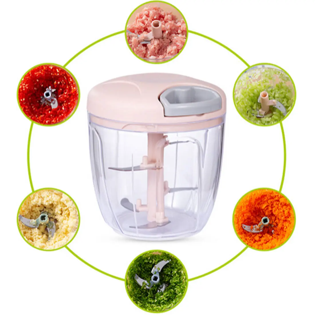

Multifunction New High Speedy Design 500/900ML Vegetable Fruit Twist Shredder Manual Meat Grinder Chopper Garlic Cutter