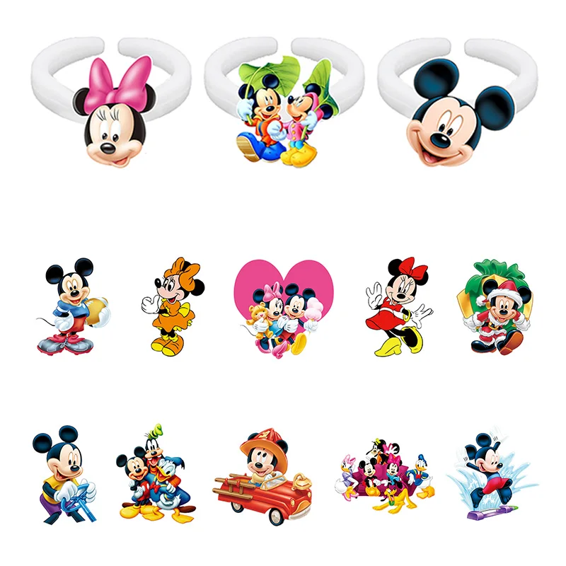 

Disney Mickey Minnie Mouse Couple Anime Ring White Adjustable Size Ring Resin Acrylic Ring Party Gifts Accessories Ring XDS631