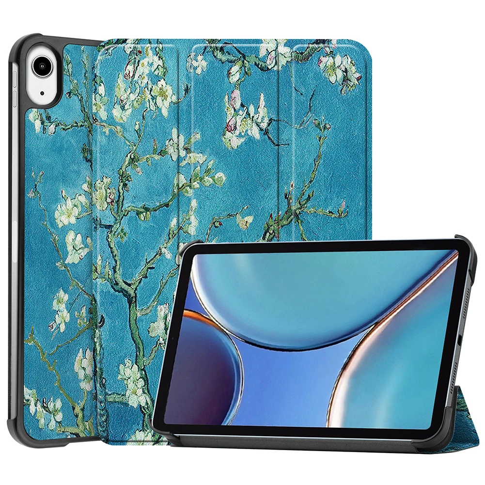 

Tri-fold Smart Tablet Cover for iPad Mini 6 Folding Smart Wake Protective Sleeve Tablet Stand Hard Shell Cover Painted/Pure