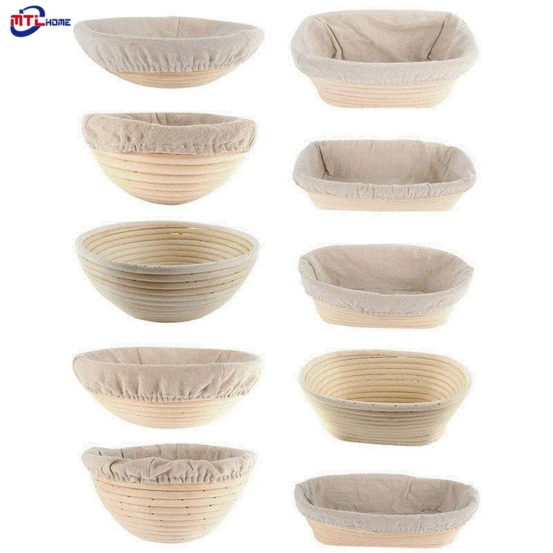 Natural Banneton Proofing Bread Basket Baking Cake Pans Proving Rattan Bread Fermentation With Cloth Bag