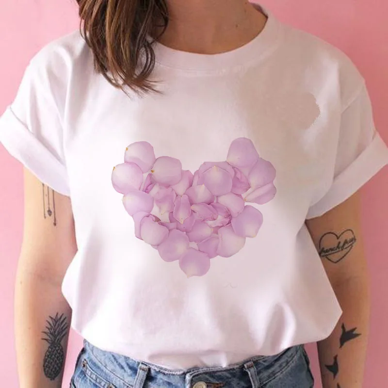 

Sweet heart funny printed T-shirt fashion casual white T-shirt Women's T-shirt Harajuku graphic T-shirt short sleeve