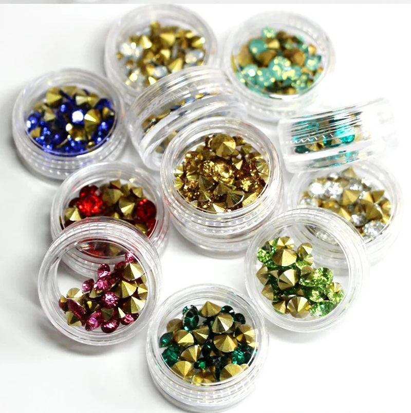 

12 BoxesStone Japanese Nail stone Deigns Multi-size Sharp Bottom Nail Rhinestone Mixed Shape Crystal AB Point Back Rhinestone,