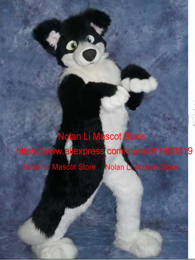 

High Quality Long Hair Husky Dog Fox Wolf Mascot Clothing Fur Adult Cartoon Role Play Advertising Game Festival Activity 108