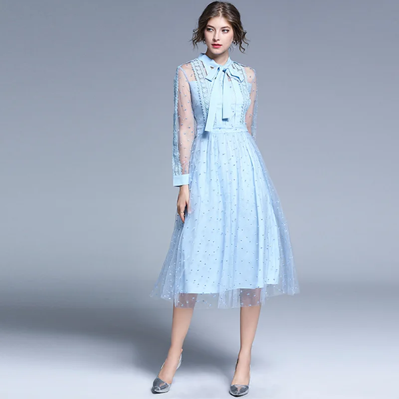 Женское длинное платье с длинным рукавом вышивкой и | Женская одежда