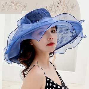 Fashion Hats for Wome Original Lace Anti-ultraviolet Temperament Wave Side Sun Hat All-match Sun Hat Summer Hats for Women hat