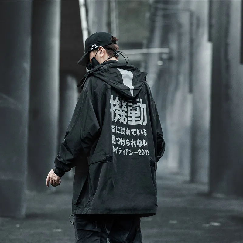 

Куртка Techwear Мужская в стиле хип-хоп, уличная одежда, свободное черное пальто оверсайз, Спортивная повседневная тактическая верхняя одежда в...
