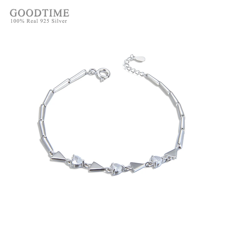 

Trendy Bracelet Pure S925 Sterling Silver Charm Bracelet Triangle Arrow Shaped Zircon Bracelet Wedding Gift For Women Girl
