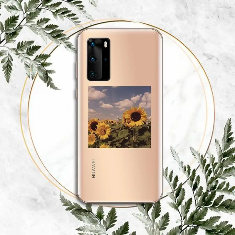 

Aesthetic flower daisy sunflower Phone Case Transparent for Huawei P honor 8 10i 20 30 40 smart 2019