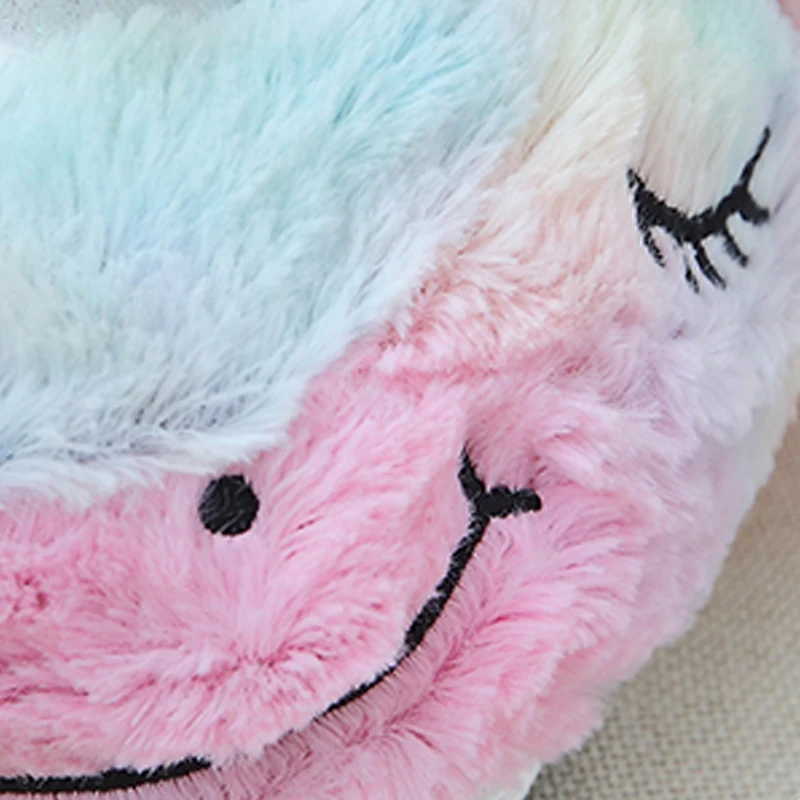 Cartoon Unicorn plush slippers female ins winter indoor soft bottom cute funny color pony cotton slippers children