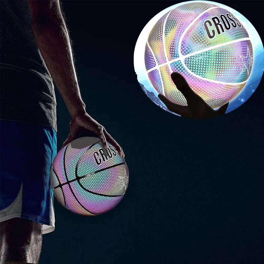 

Glowing Reflective Basketball Soft Professional Luminous Reflective Night Colorful Basketball School Training Ball For Boys