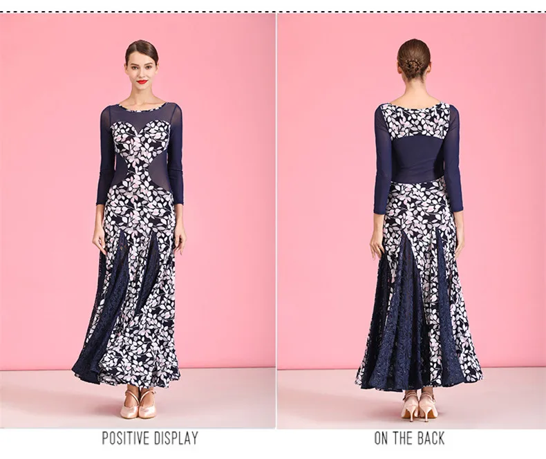 Платье для бальных танцев и соревнований платье стандартных вальса с принтом