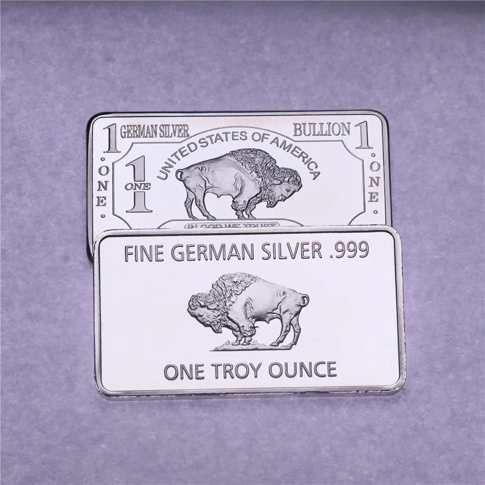 

Non Magnetic German Mint 1 Troy Ounce Buffalo German Silver Bullion Bar Replica Coins Collection