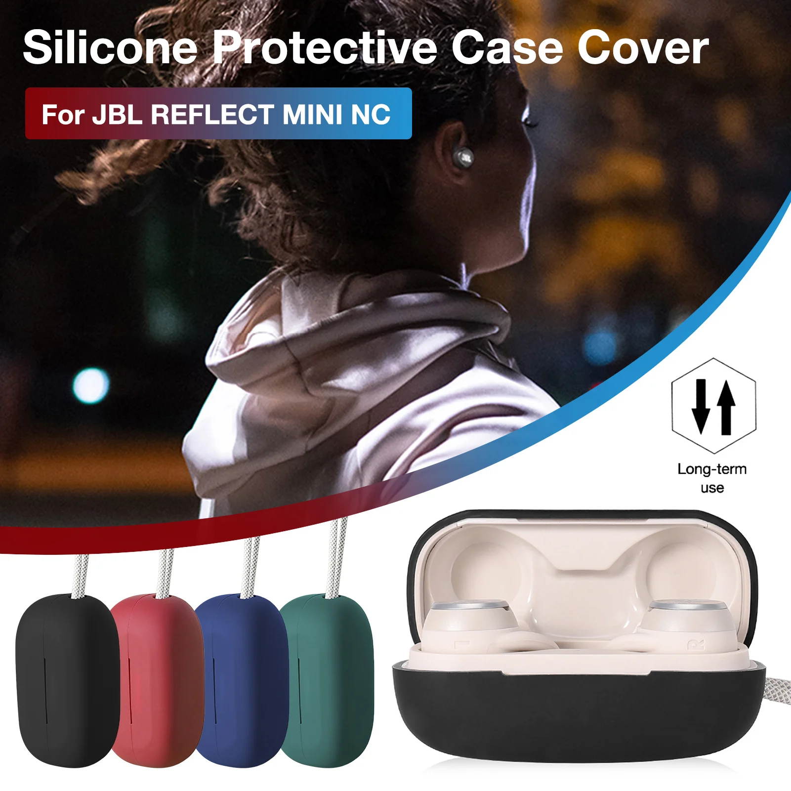 

Shockproof Silicone Earphone Case For JBL REFLECT MINI NC Luxury TWS Wireless Bluetooth Headphones Earphones Protective Cover