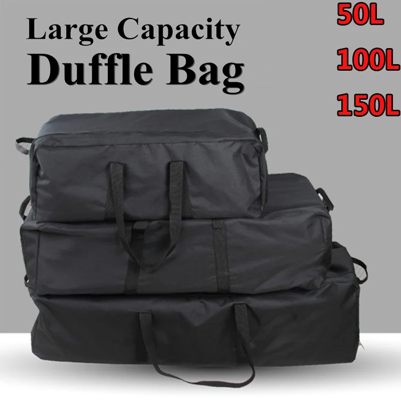 

Black Large Capacity Travel Bags Waterproof Oxford Luggage Leisure Handbags Shoulder Outdoor Camping Overnight