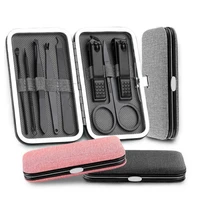 8pcsset multifunction nail clippers set stainless steel black pink pedicure scissor tweezer manicure set kit nail art tools