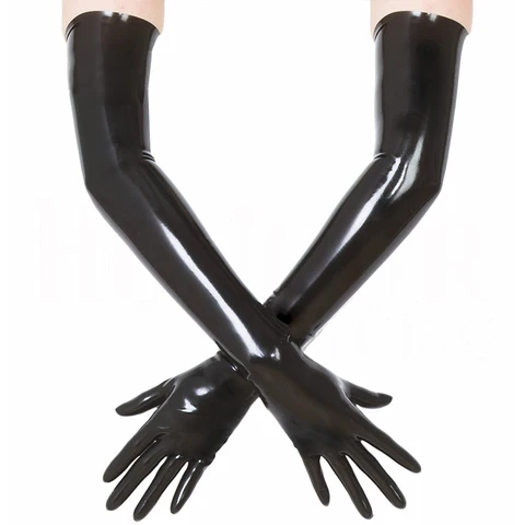 Женские сексуальные латексные перчатки черные длинные резиновые перчатки Взрослые Унисекс бесшовные перчатки над локтем