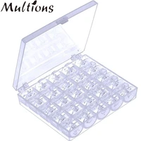 25pcs sewing machine bobbins empty plastic bobbin with case string empty spools for all domestic sewing machine supplies
