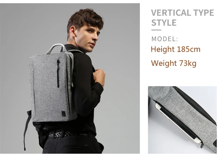 cai men backpack bag laptop school book office simply fashion bag for male waterproof zipper metallic handle backpacking free global shipping