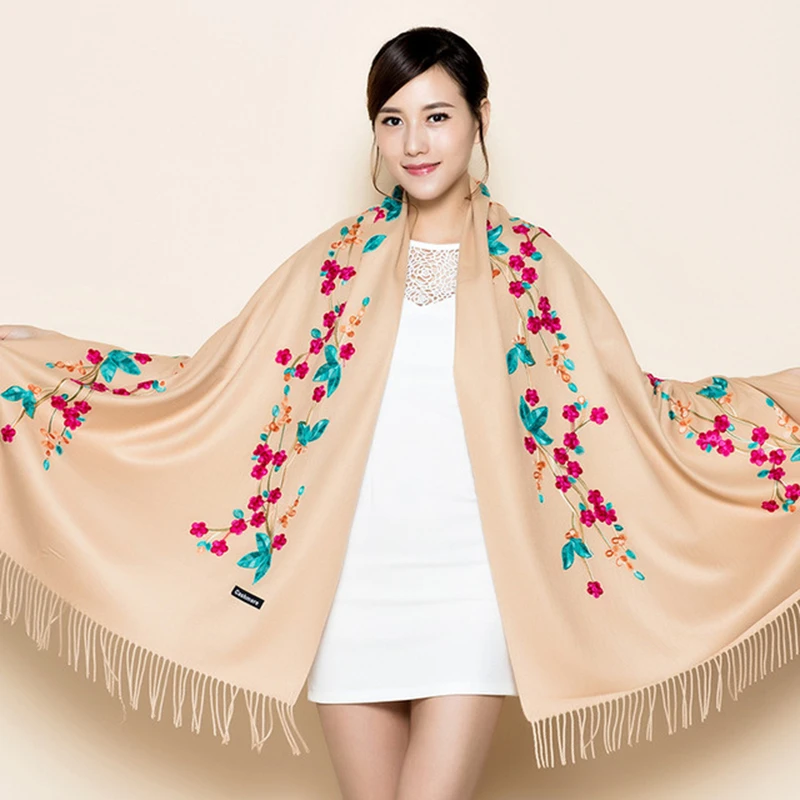 Multicolor cheongsam shawl national style embroidery ten miles peach blossom photo scarf women sunscreen warm dual hair |